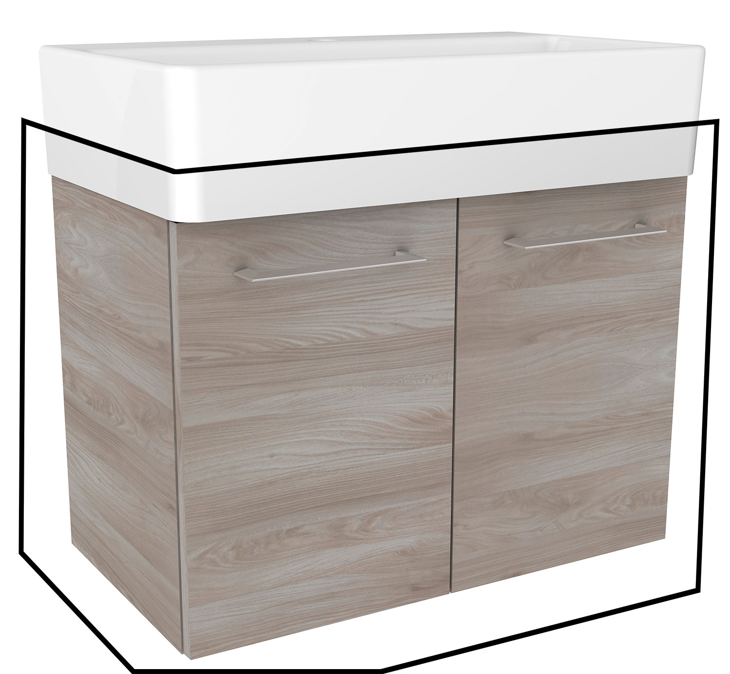 Lima Waschtischunterschrank 59cm Korpusfarbe: Steinesche Frontfarbe: Steinesche