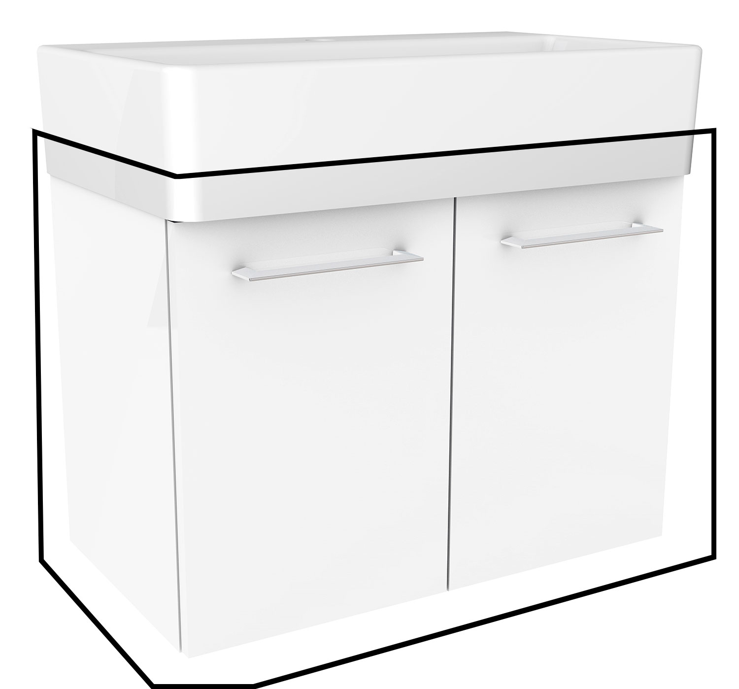Lima Waschtischunterschrank 59cm Korpusfarbe: Weiß Matt Frontfarbe: Weiß Hochglanz Lima Waschtischunterschrank 59cm Korpusfarbe: Weiß Matt Frontfarbe: Weiß Hochglanz