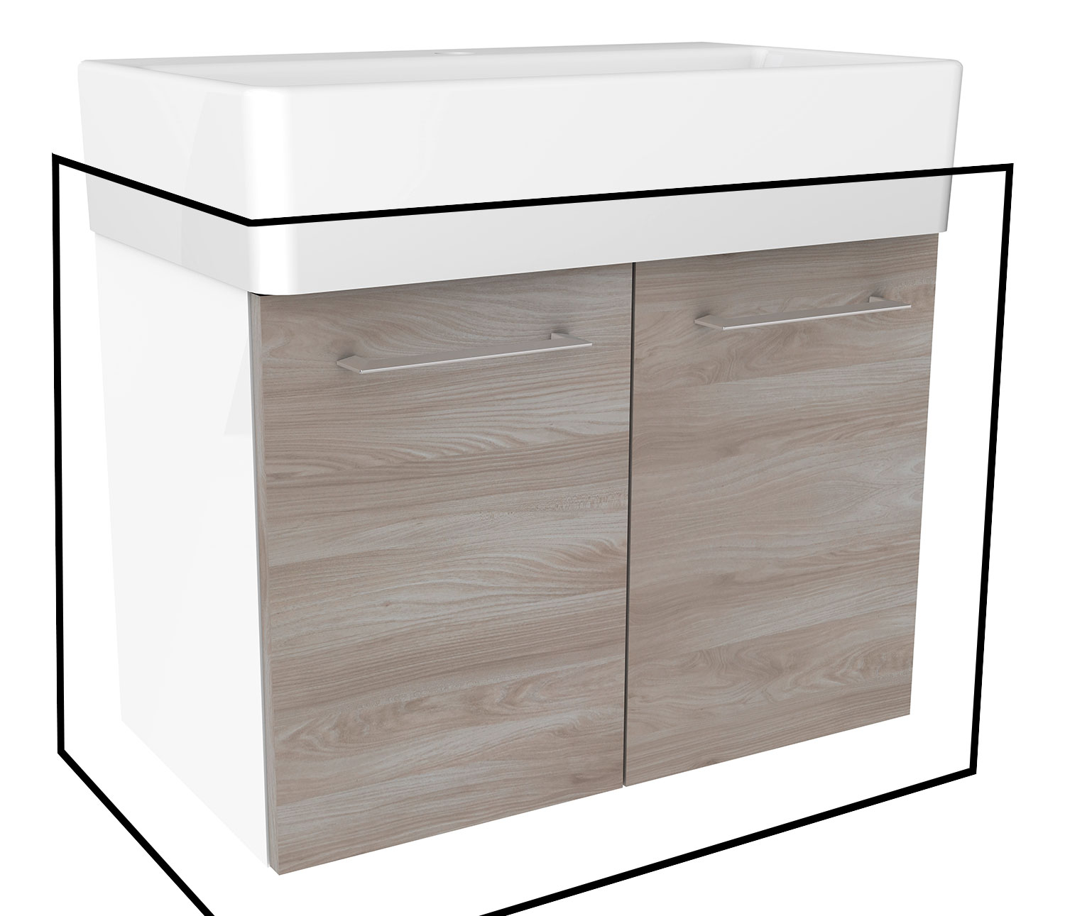 Lima Waschtischunterschrank 59cm Korpusfarbe: Weiß Matt Frontfarbe: Steinesche Lima Waschtischunterschrank 59cm Korpusfarbe: Weiß Matt Frontfarbe: Steinesche