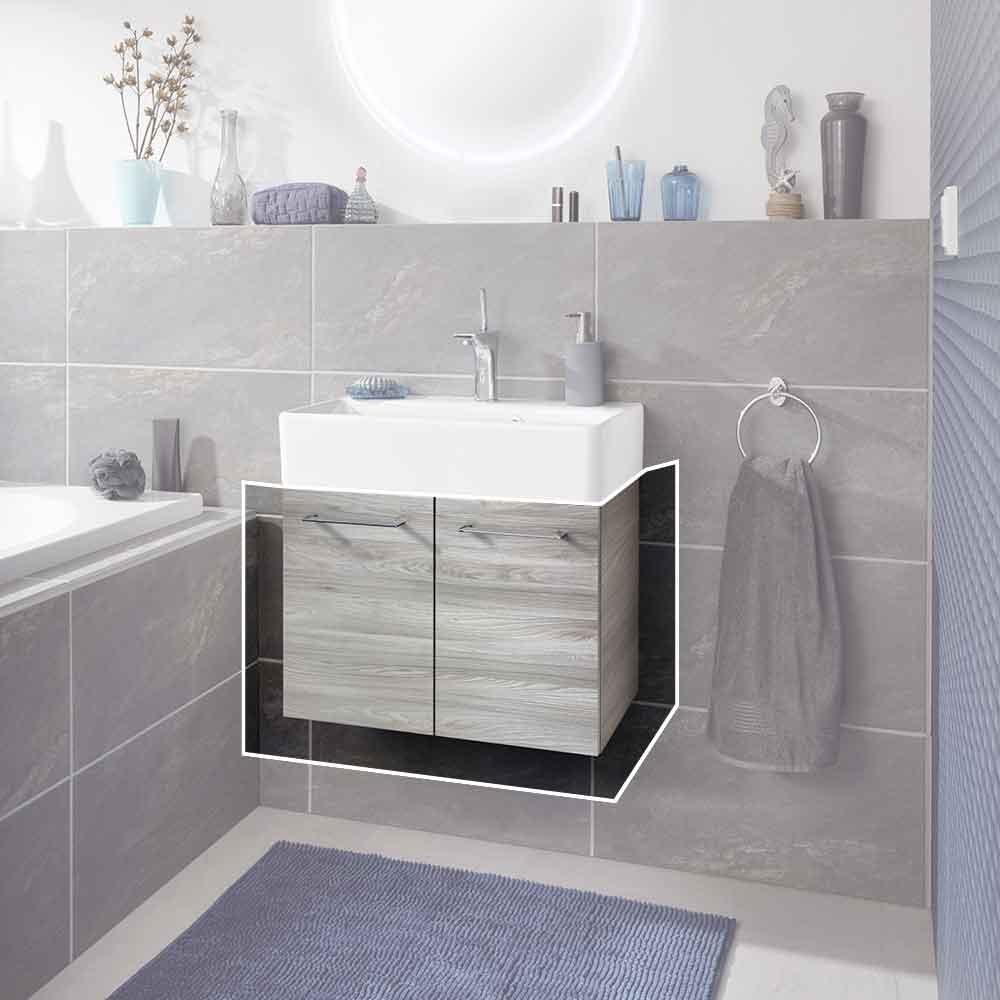 Lima Waschtischunterschrank 59cm Korpusfarbe: Steinesche Frontfarbe: Steinesche