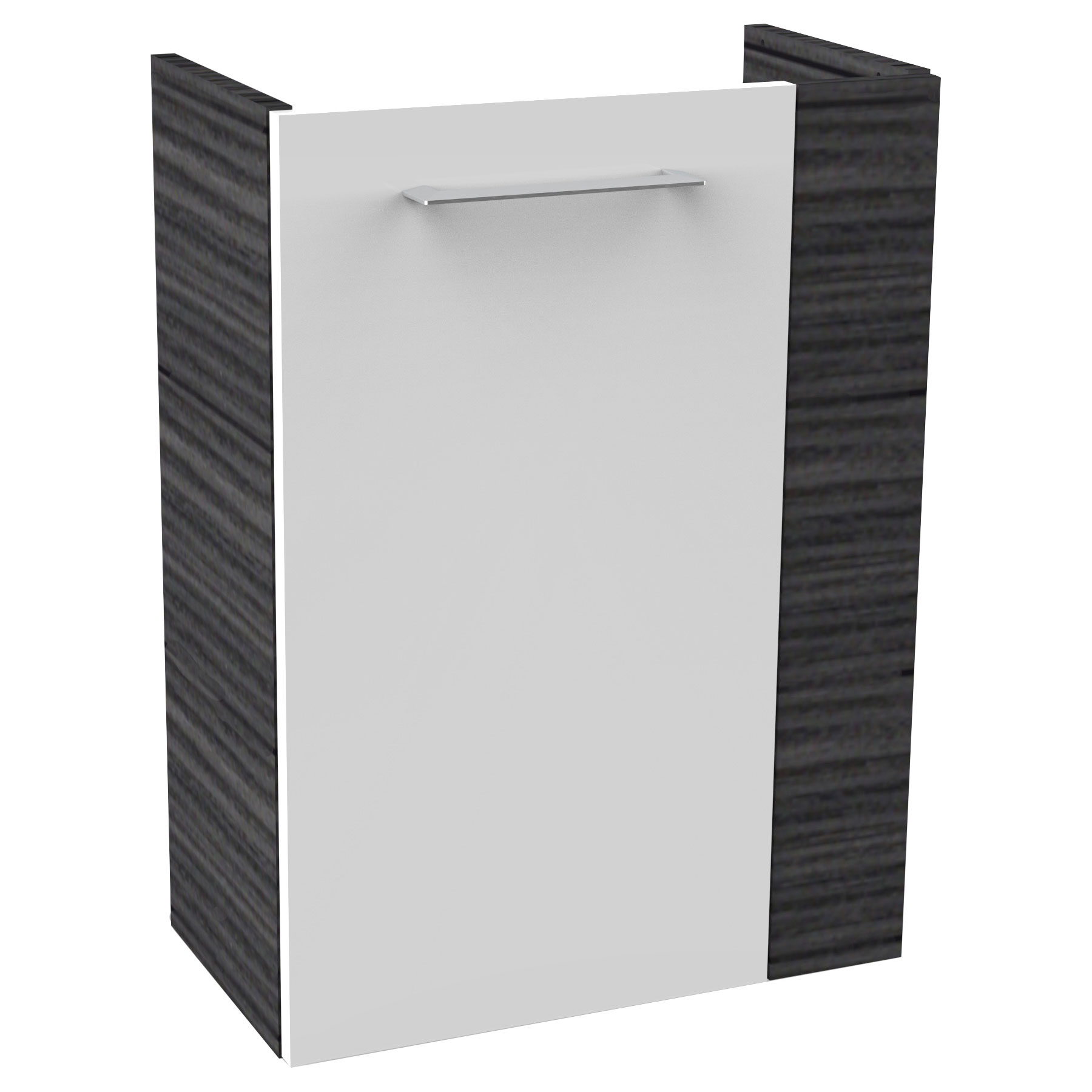 SBC Beckenunterschrank 45 - Front Weiß Hochglanz - Korpus Dark Oak - Linksanschlag SBC Beckenunterschrank 45 - Front Weiß Hochglanz - Korpus Dark Oak - Linksanschlag