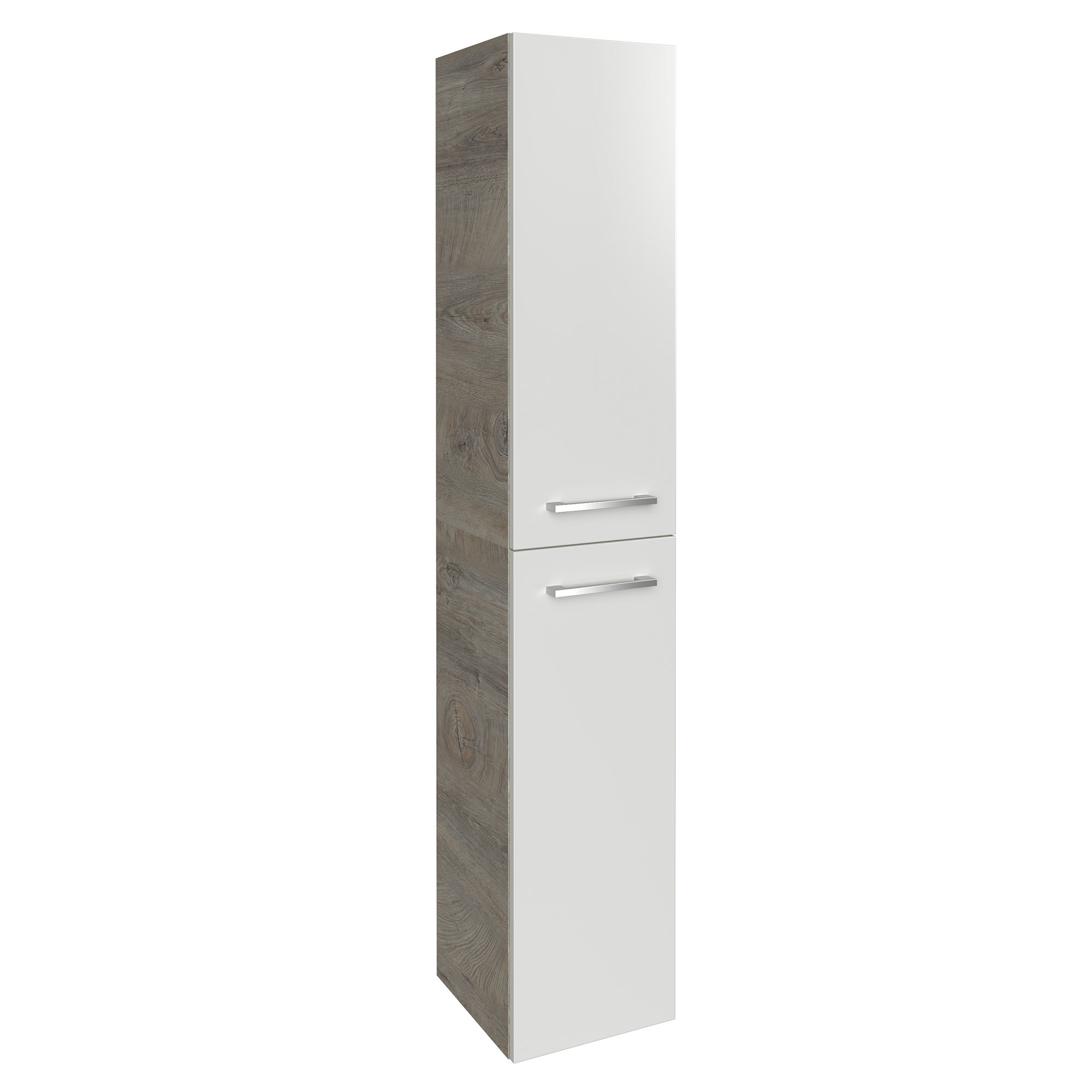 B.Style Hochschrank 30 cm Korpusfarbe: Nature Oak Frontfarbe: Weiß Hochglanz Anschlag: Links B.Style Hochschrank 30 cm Korpusfarbe: Nature Oak Frontfarbe: Weiß Hochglanz Anschlag: Links
