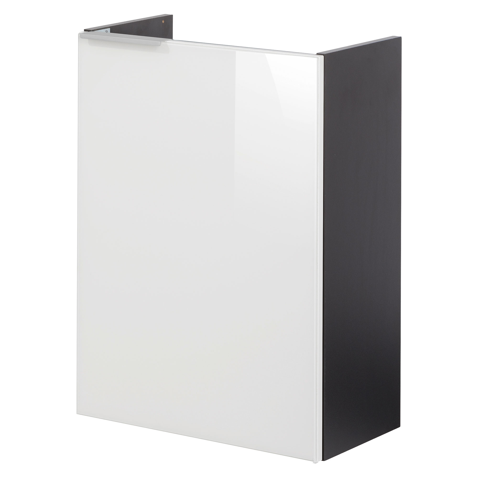 SBC Beckenunterschrank 45 - Glasfront Weiß - Korpus Anthrazit matt - Rechtsanschlag SBC Beckenunterschrank 45 - Glasfront Weiß - Korpus Anthrazit matt - Rechtsanschlag