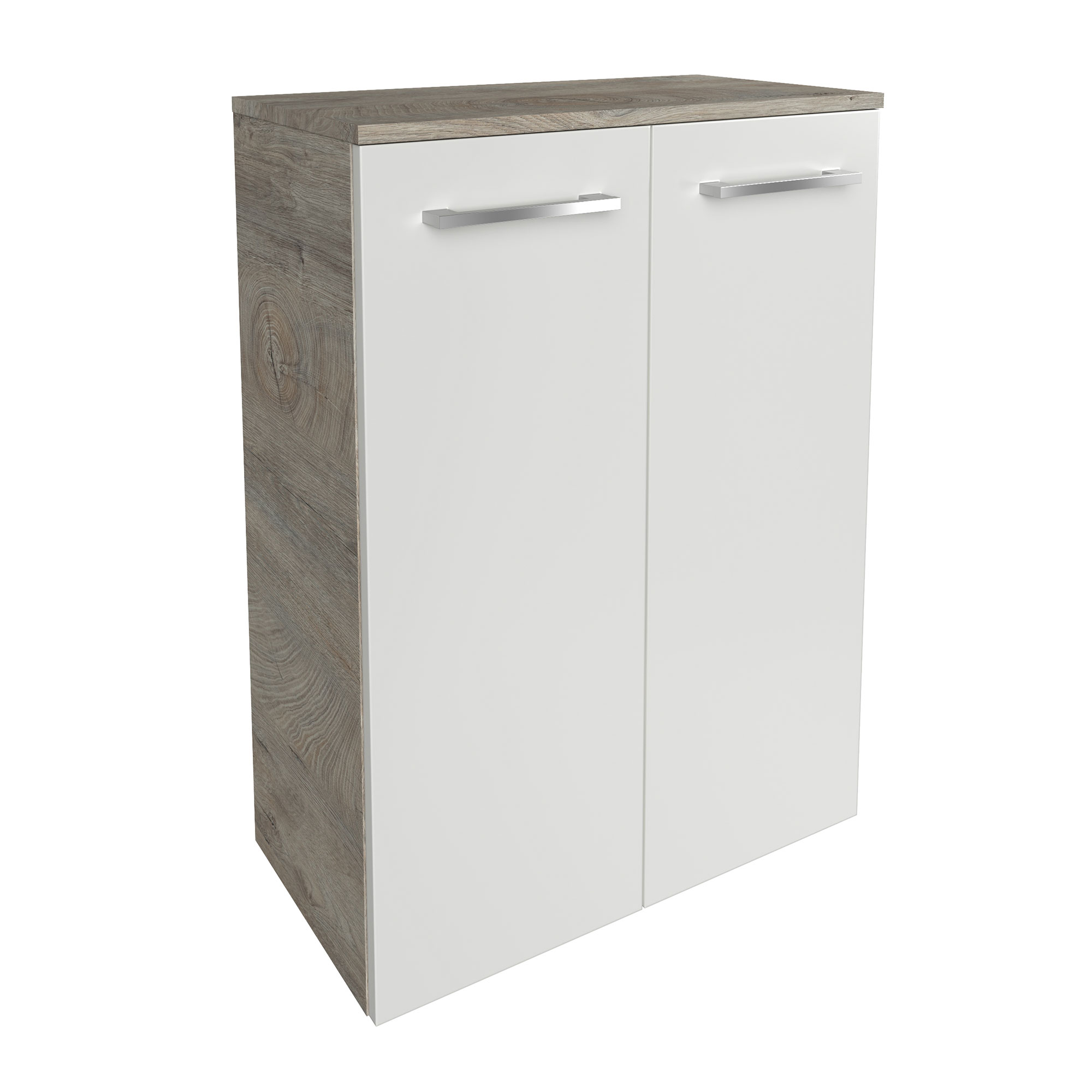 B.Style Doppel- Midischrank 60 cm Korpusfarbe: Nature Oak Frontfarbe: Weiß Hochglanz B.Style Doppel- Midischrank 60 cm Korpusfarbe: Nature Oak Frontfarbe: Weiß Hochglanz