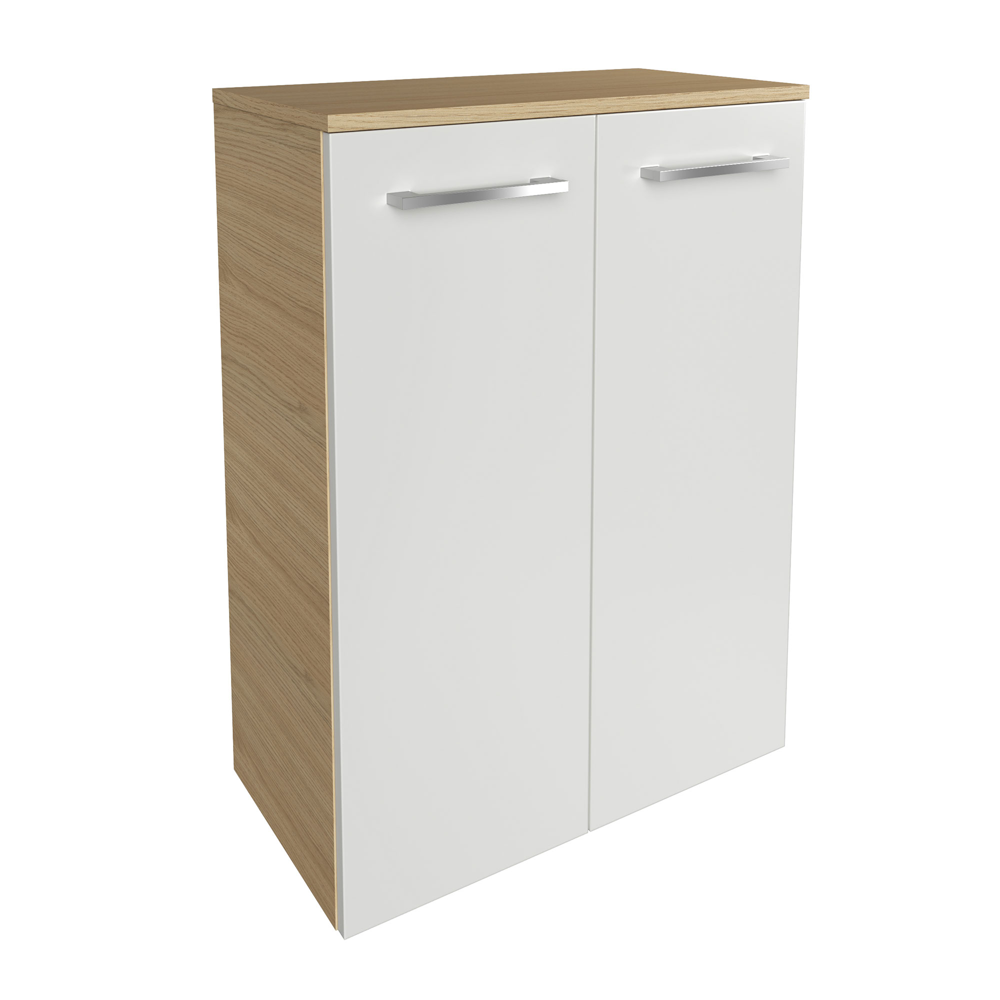 B.Style Doppel- Midischrank 60 cm Korpusfarbe: Sandeiche Frontfarbe: Weiß Hochglanz B.Style Doppel- Midischrank 60 cm Korpusfarbe: Sandeiche Frontfarbe: Weiß Hochglanz