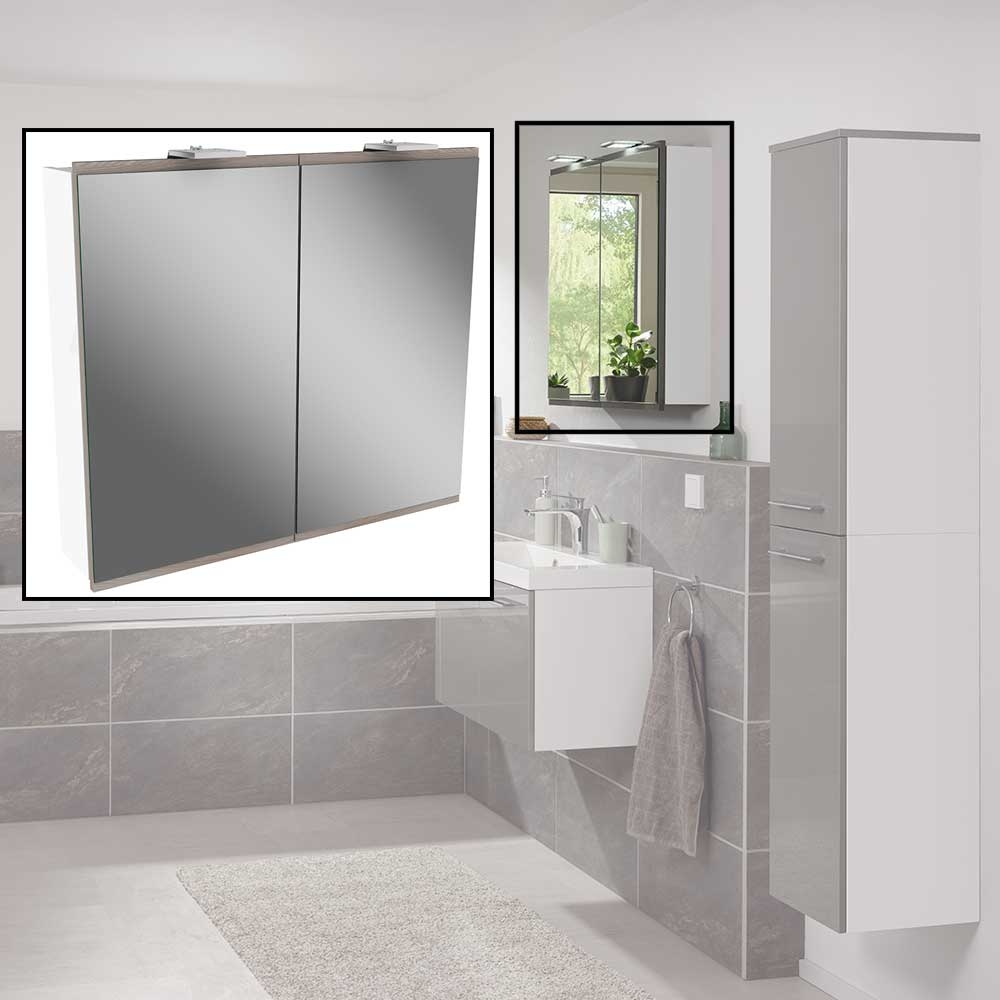 Lima Spiegelschrank 80cm Korpusfarbe: Weiß Matt Frontfarbe: Steinesche
