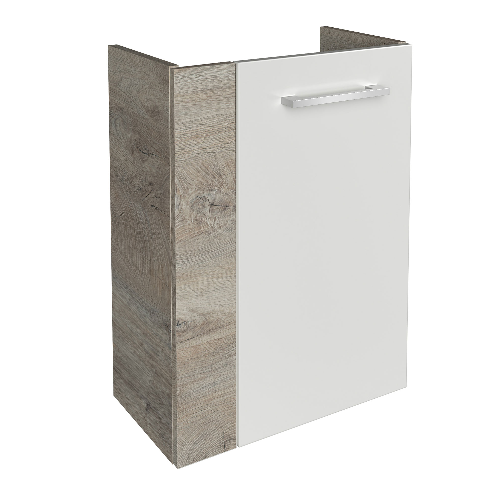SBC Beckenunterschrank 45 - Front Weiß Hochglanz - Korpus Nature Oak - Rechtsanschlag SBC Beckenunterschrank 45 - Front Weiß Hochglanz - Korpus Nature Oak - Rechtsanschlag