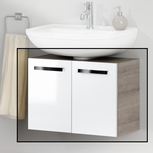 A-Vero Becken-Unterschrank Weiß/Graueiche