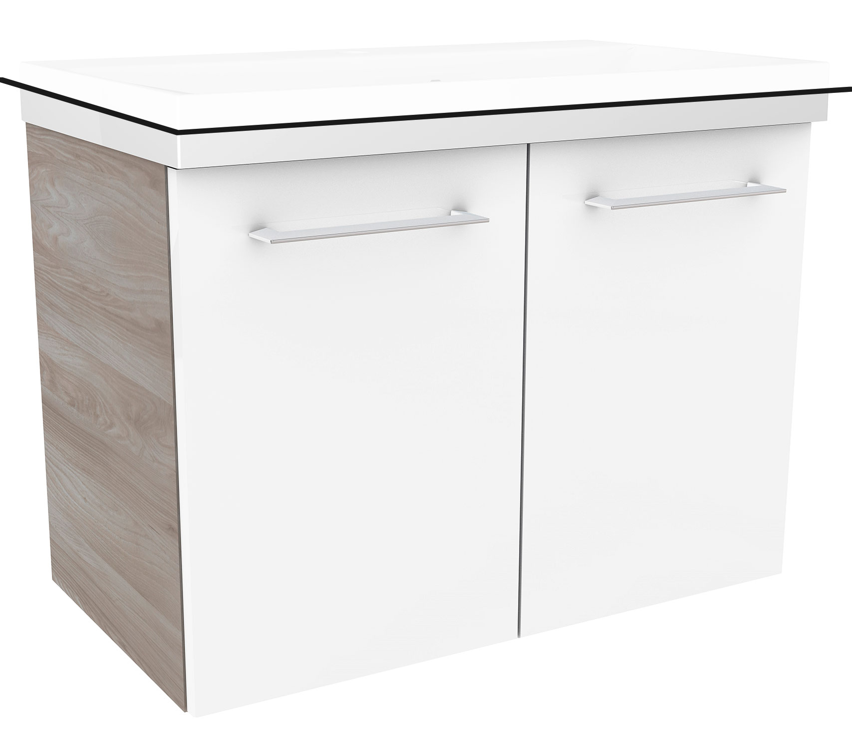 Lima Waschtischunterschrank 60cm Korpusfarbe: Steinesche Frontfarbe: Weiß Hochglanz Lima Waschtischunterschrank 60cm Korpusfarbe: Steinesche Frontfarbe: Weiß Hochglanz