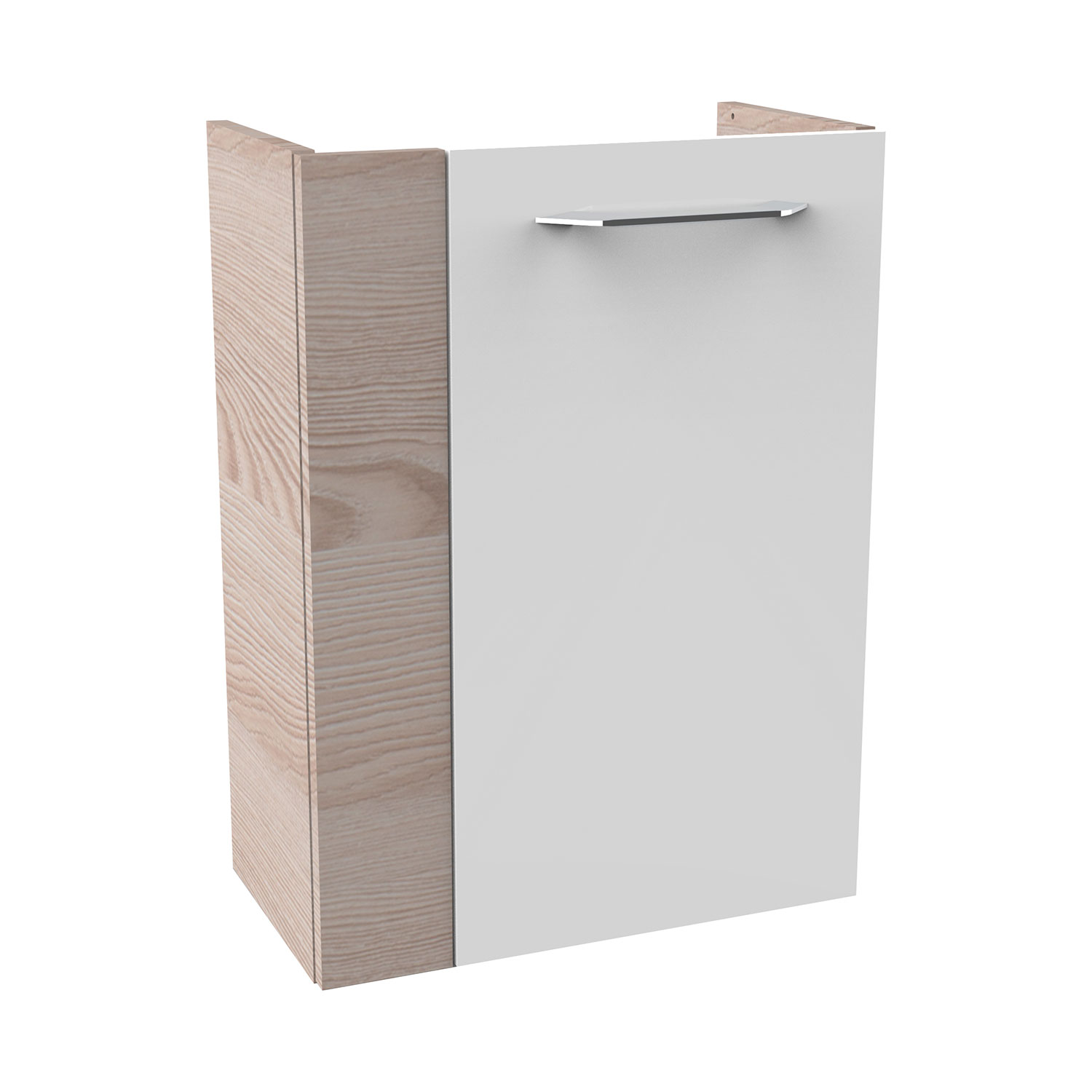 SBC Beckenunterschrank 45 - Front Weiß Hochglanz - Korpus Alaska Esche -Rechtsanschlag SBC Beckenunterschrank 45 - Front Weiß Hochglanz - Korpus Alaska Esche -Rechtsanschlag