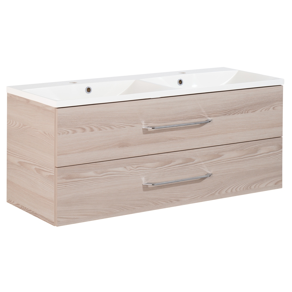 FACKELMANN B.clever Doppelwaschtischset 120cm B.clever Doppelwaschtischset 120cm Korpusfarbe: Alaska-Esche Frontfarbe: Alaska-Esche