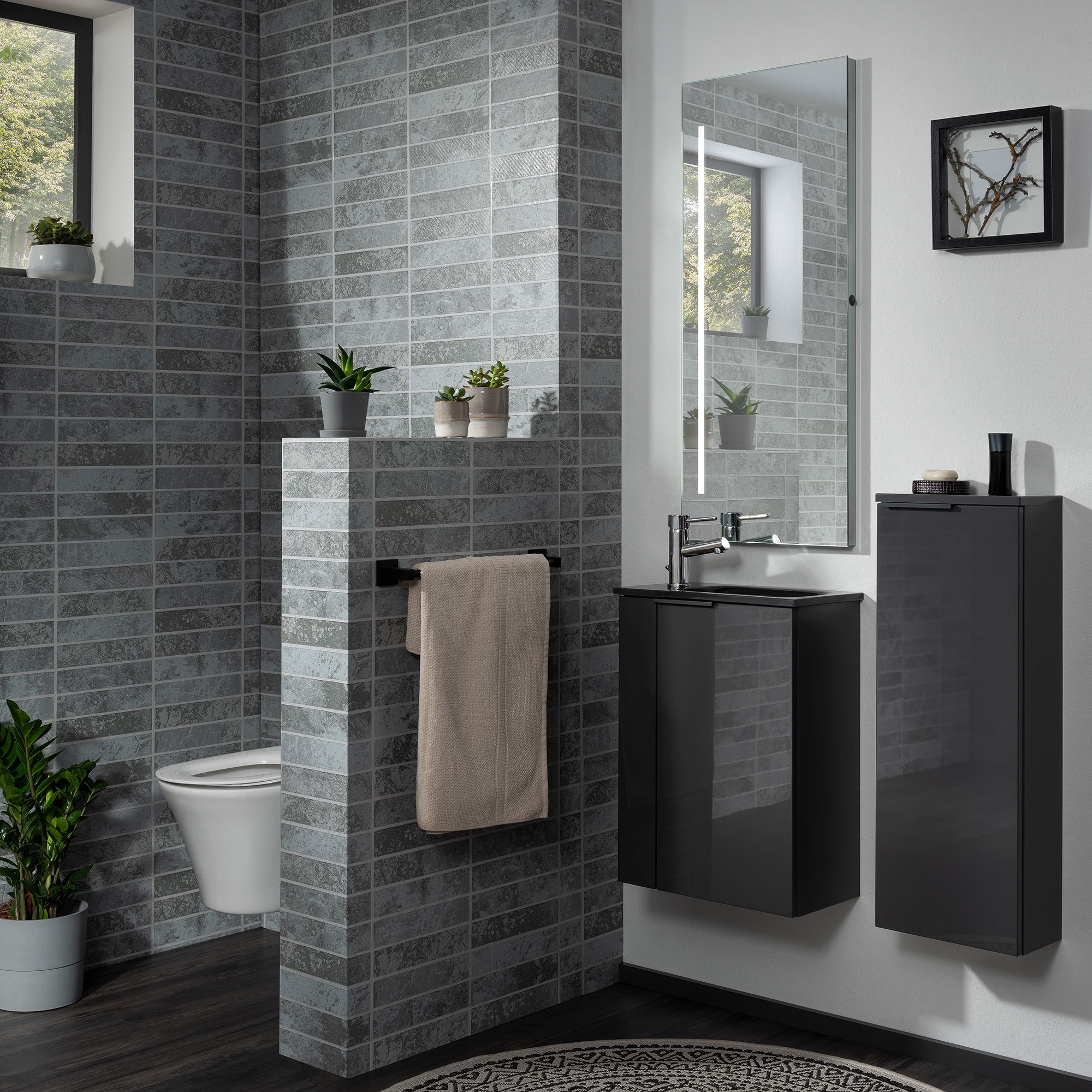 FACKELMANN Gäste-WC Glasbecken grau