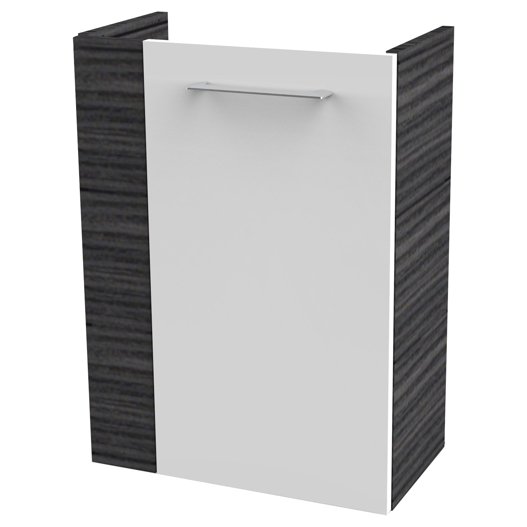 SBC Beckenunterschrank 45 - Front Weiß Hochglanz - Korpus Dark Oak - Rechtsanschlag SBC Beckenunterschrank 45 - Front Weiß Hochglanz - Korpus Dark Oak - Rechtsanschlag